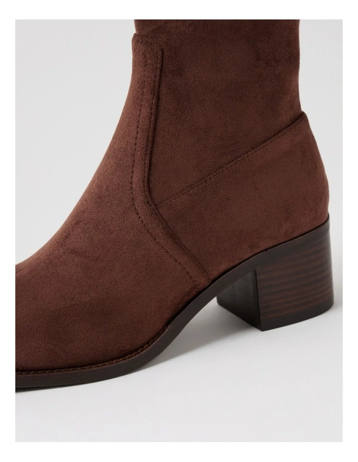 Adirna Choc Brown Stretch Microsuede Ankle Boots image 5