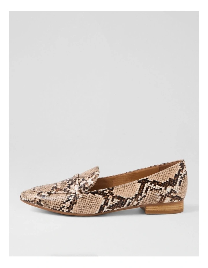 Daele Nude Dark Brown Snake Leather Flat Shoes image 1
