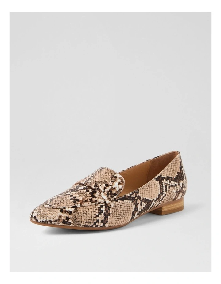 Daele Nude Dark Brown Snake Leather Flat Shoes image 2