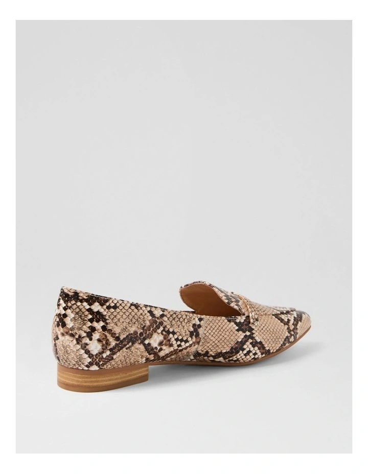 Daele Nude Dark Brown Snake Leather Flat Shoes image 3