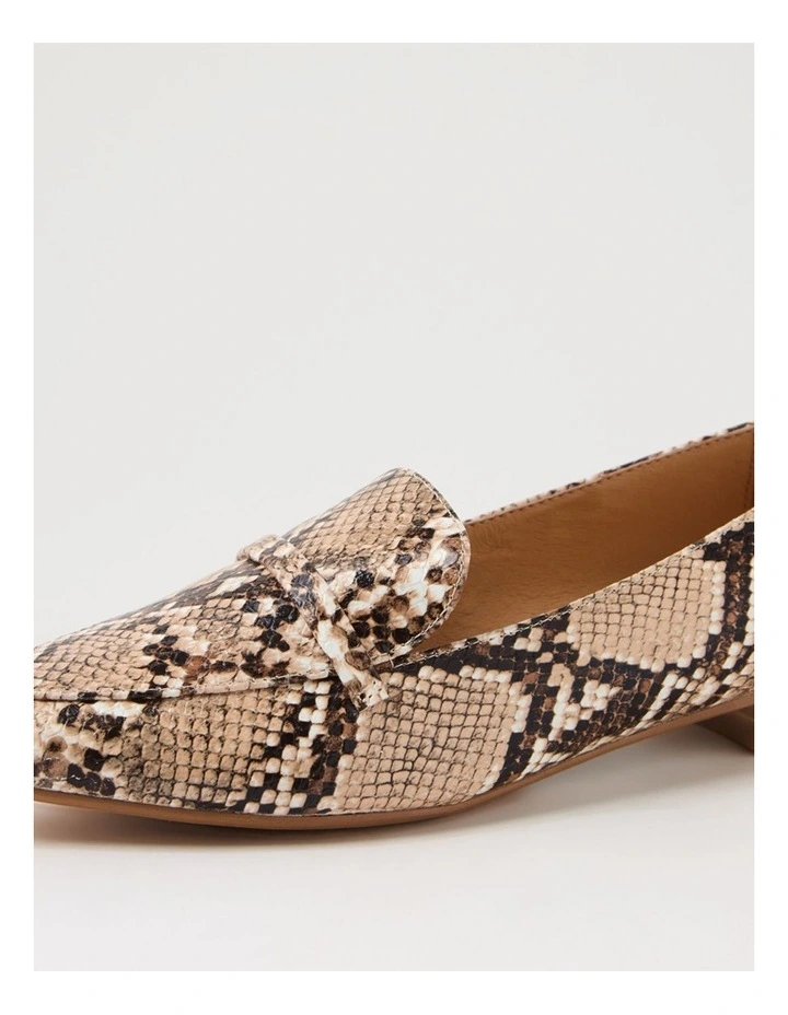 Daele Nude Dark Brown Snake Leather Flat Shoes image 5