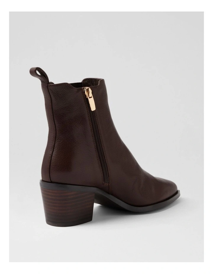 Folton Deep Dark Brown Leather Ankle Boots image 3