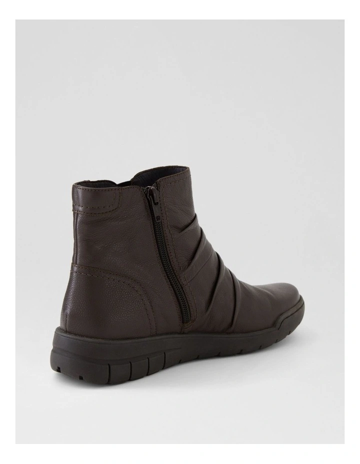 Tikky Dark Brown Leather Ankle Boots image 3