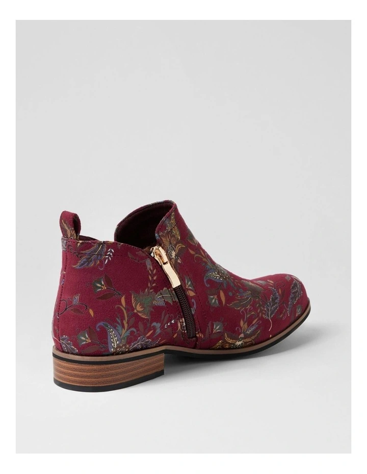 Hattie Wine Print Microsuede Ankle Boots image 3