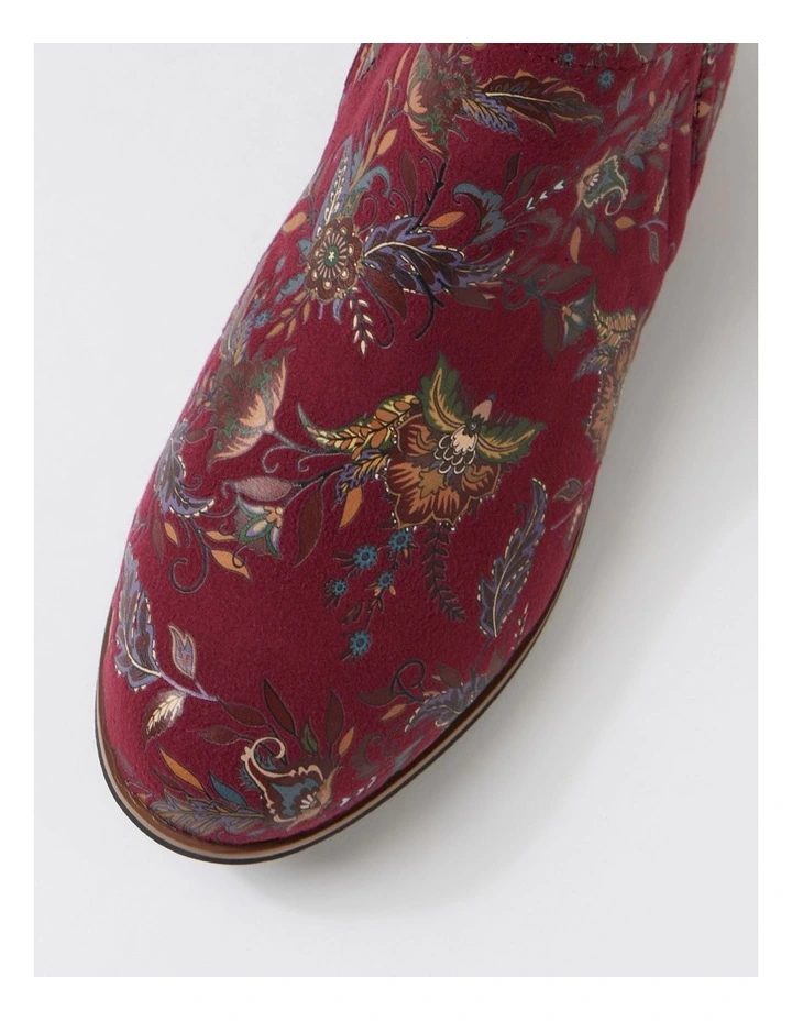Hattie Wine Print Microsuede Ankle Boots image 4