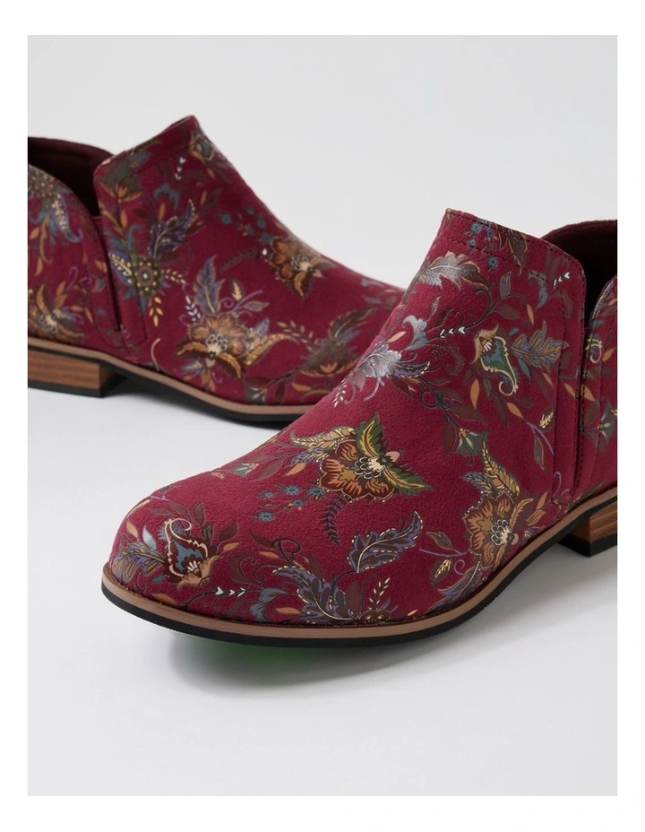 Hattie Wine Print Microsuede Ankle Boots image 5