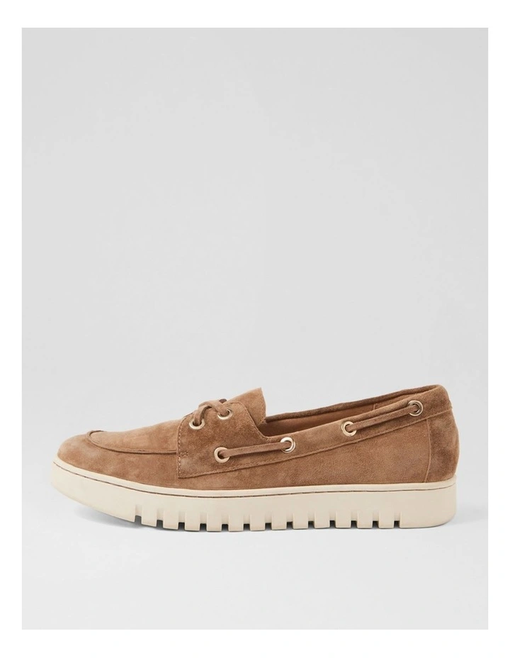 Tassins Light Choc Off White Suede Flat Shoes image 1