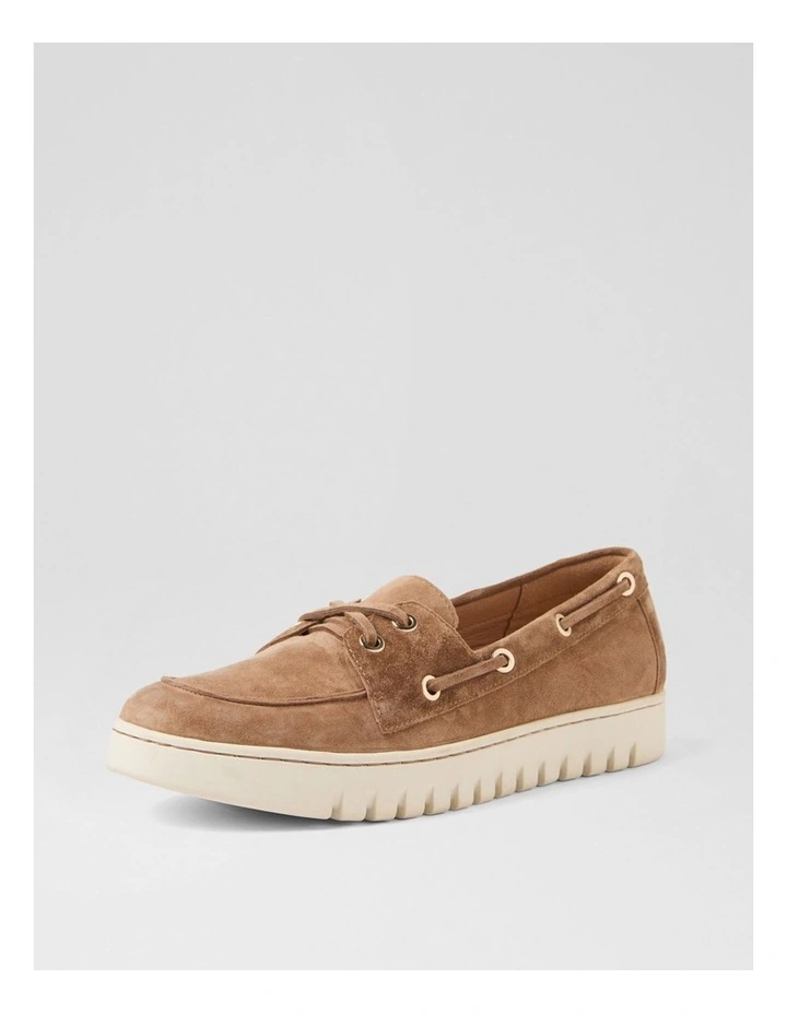 Tassins Light Choc Off White Suede Flat Shoes image 2