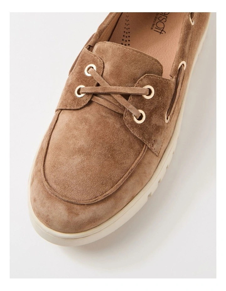 Tassins Light Choc Off White Suede Flat Shoes image 4