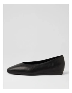 Karter Black Leather Flat Shoes