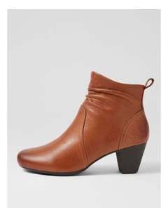 Feliciity Cognac Waxy Leather Ankle Boots