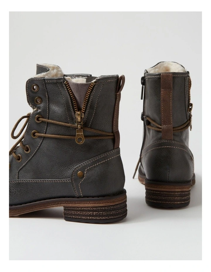 Miskeen Charcoal Lace Up Boots image 5
