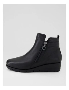 Mavise Black Leather Ankle Boots