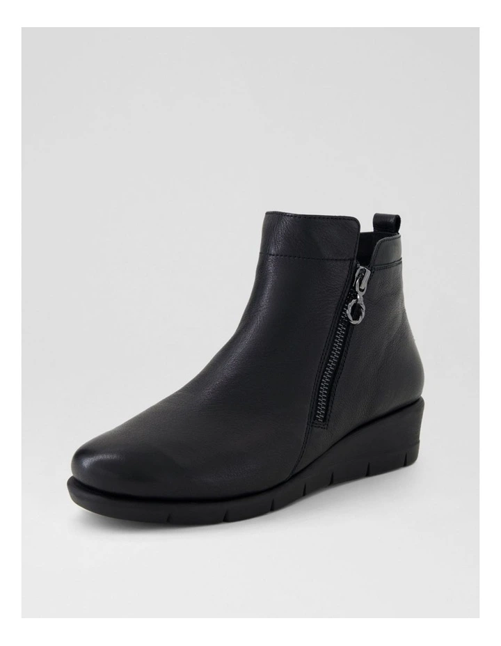 Mavise Black Leather Ankle Boots image 2