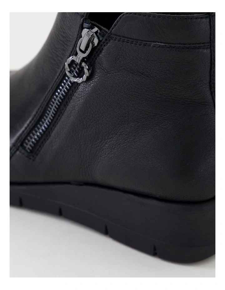 Mavise Black Leather Ankle Boots image 5