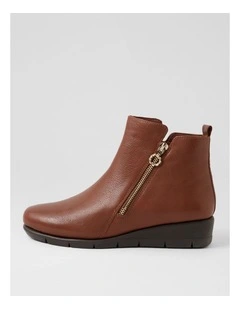Mavise Cognac Leather Ankle Boots