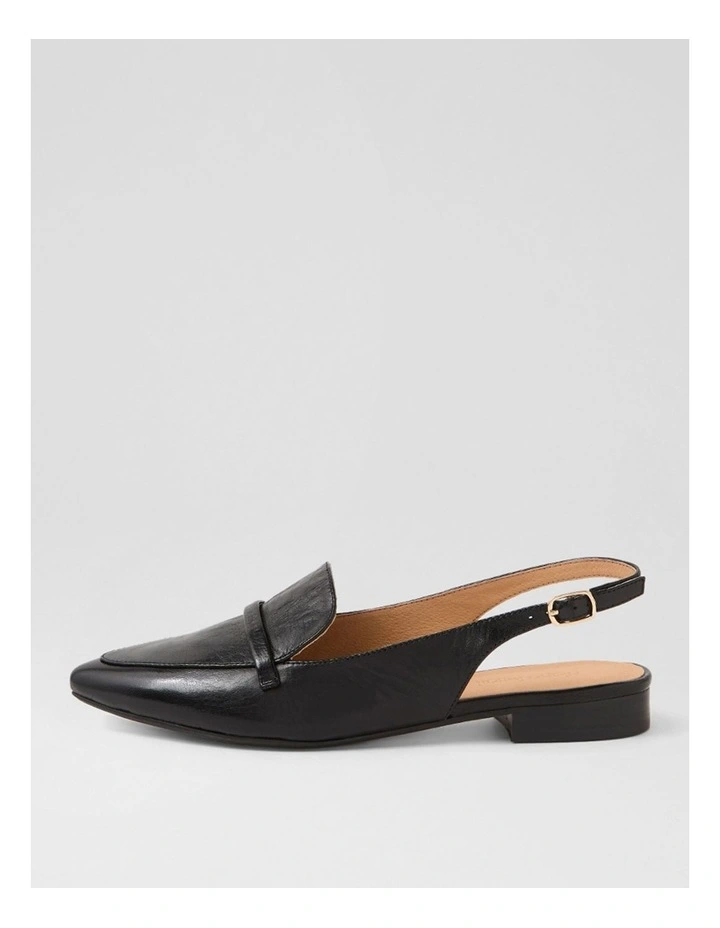 Dainer Black Leather Flat Shoes image 1