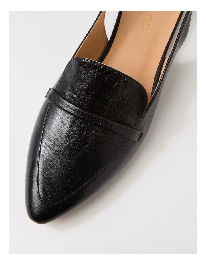 Dainer Black Leather Flat Shoes image 4