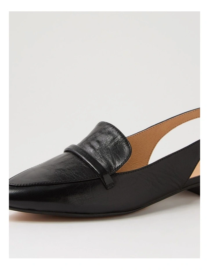 Dainer Black Leather Flat Shoes image 5