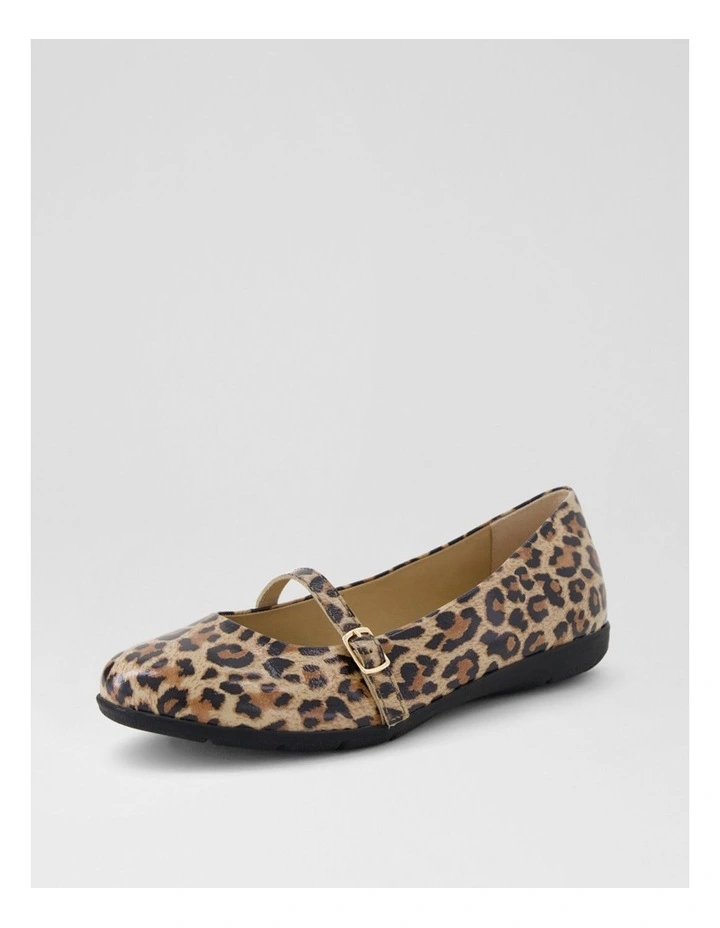 Hillie Tan Leopard Patent Leather Flat Shoes image 2