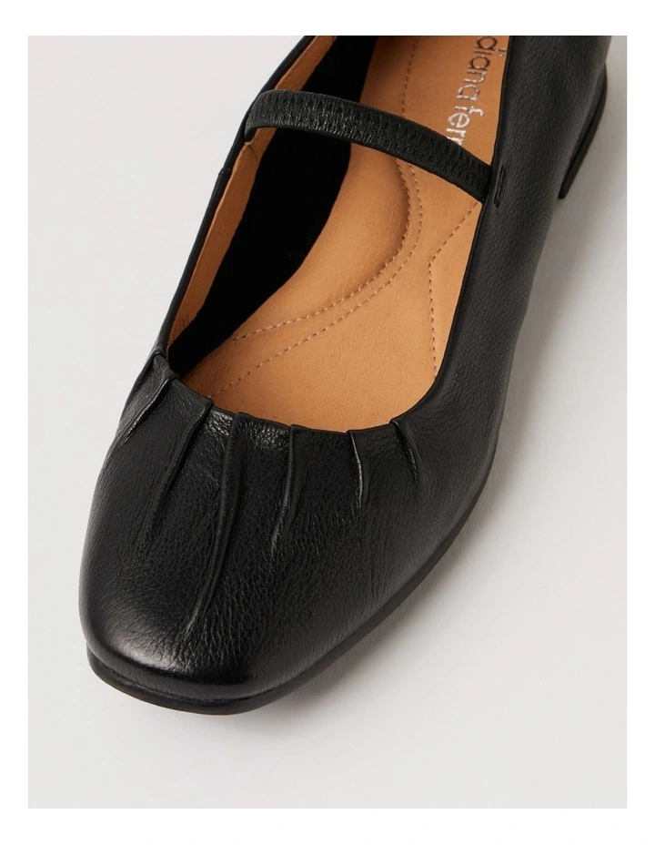 Trickes Black Leather Flat Shoes image 4