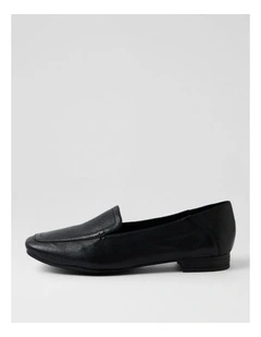 Tousan Black Leather Flat Shoes