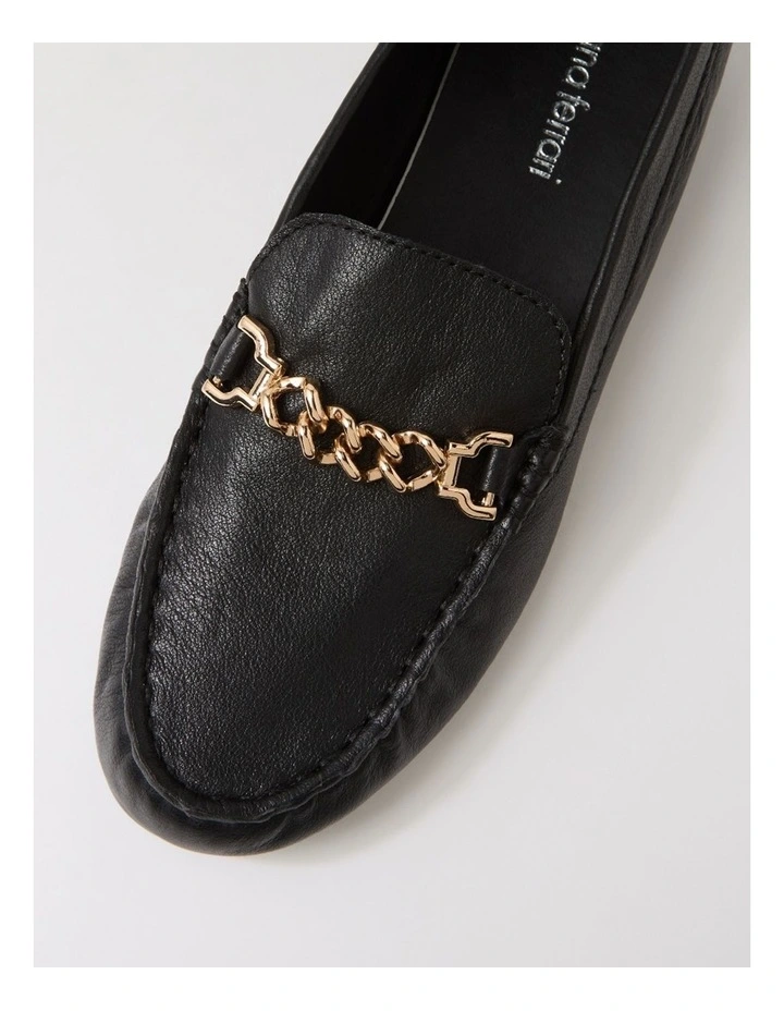 Eroll Black Leather Flat Shoes image 4