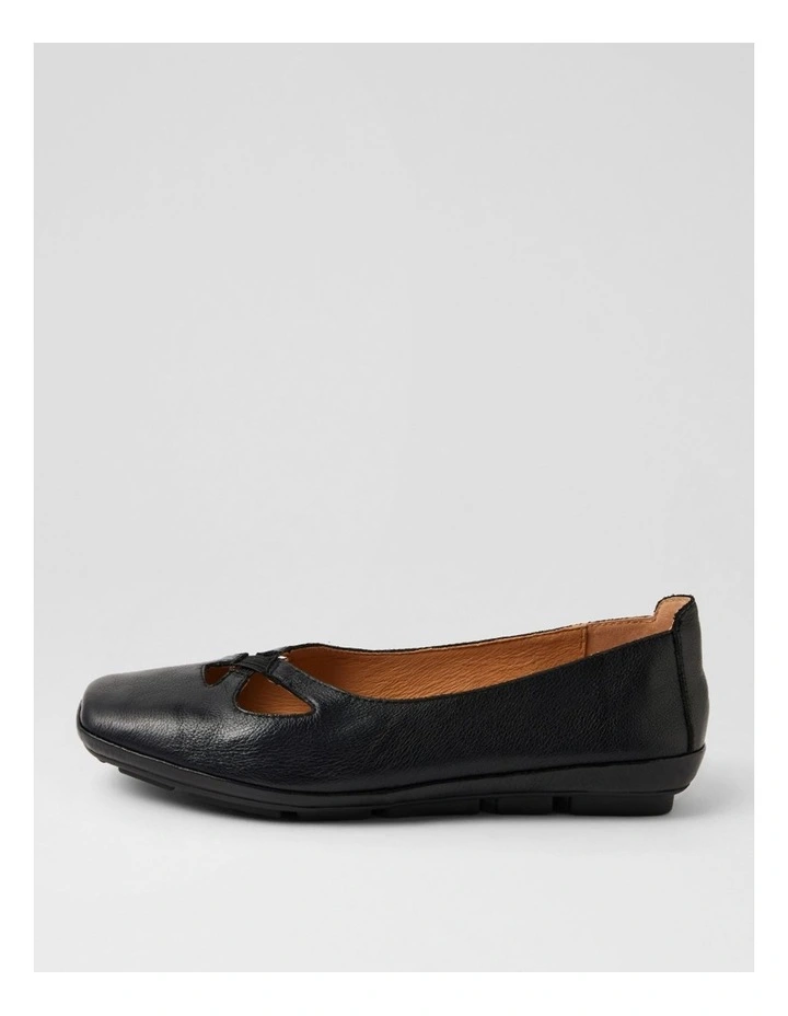 Vickiy Black Leather Flat Shoes image 1