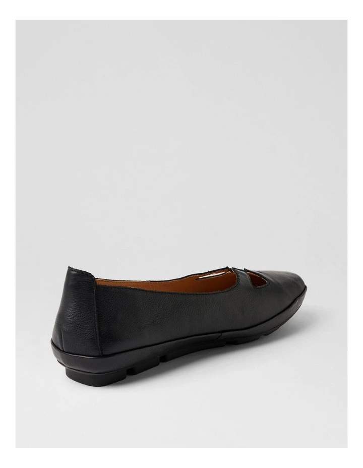 Vickiy Black Leather Flat Shoes image 3