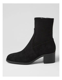 Adirna Black Stretch Microsuede Ankle Boots