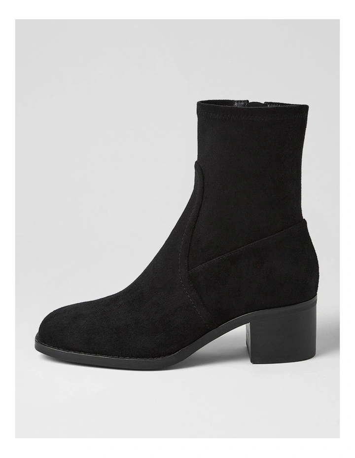 Adirna Black Stretch Microsuede Ankle Boots image 1