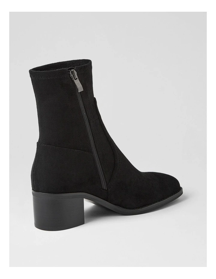 Adirna Black Stretch Microsuede Ankle Boots image 3