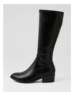 Galt Black Stretch Knee High Boots