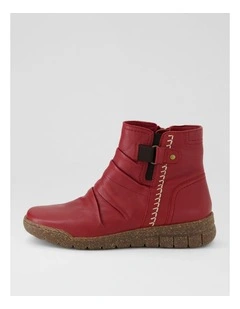 Tikky Cherry Leather Ankle Boots
