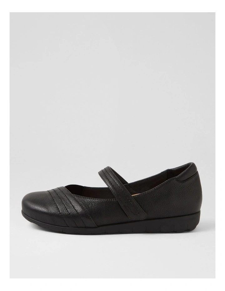 Becketts D Black Leather Elastic Flat Shoes image 1