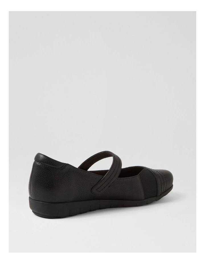 Becketts D Black Leather Elastic Flat Shoes image 3