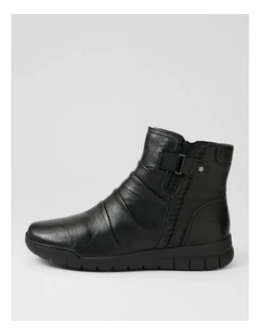 Tikky Black Leather Ankle Boots