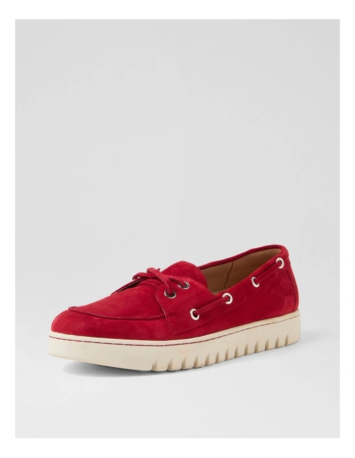 Tassins Dark Red Off White Suede Flat Shoes image 2