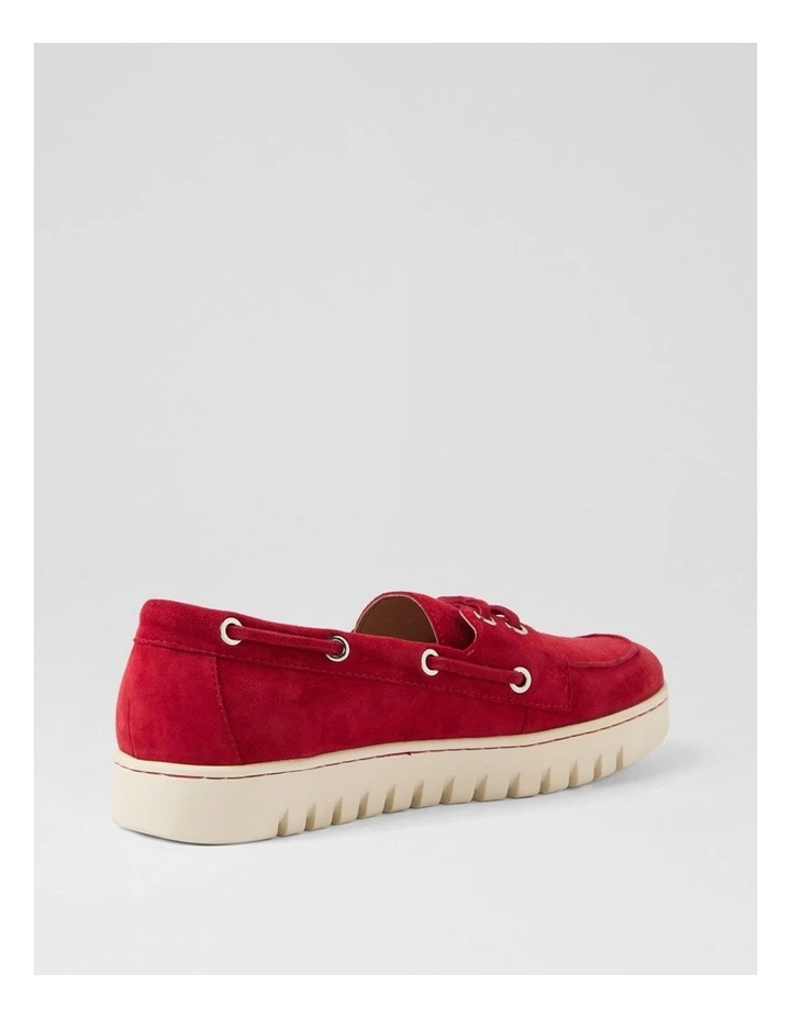 Tassins Dark Red Off White Suede Flat Shoes image 3