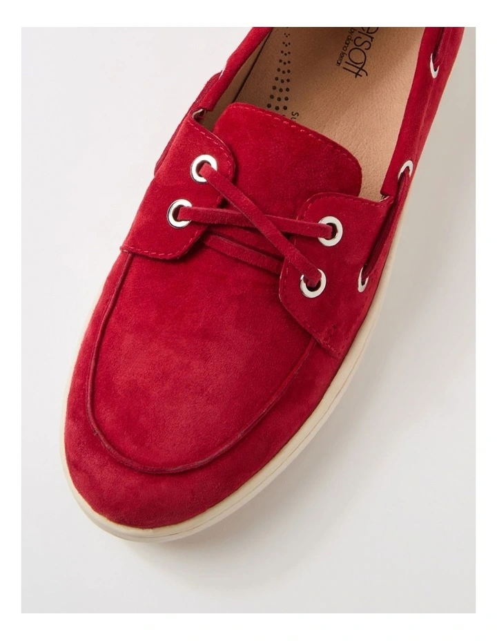 Tassins Dark Red Off White Suede Flat Shoes image 4