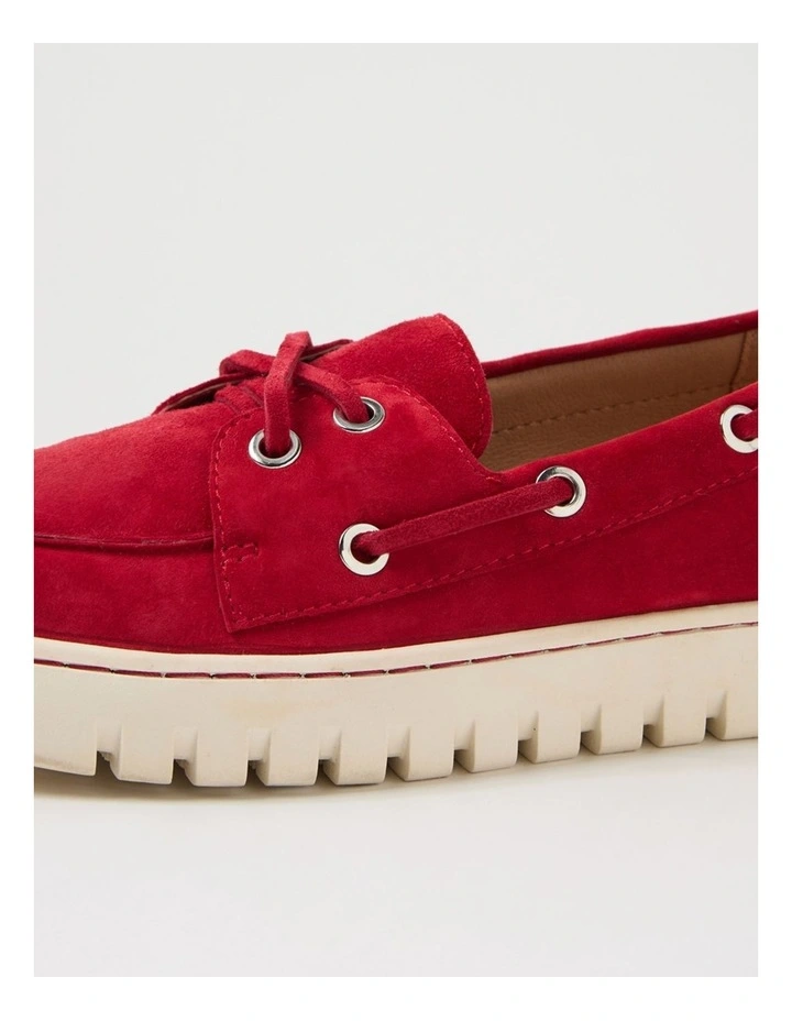 Tassins Dark Red Off White Suede Flat Shoes image 5