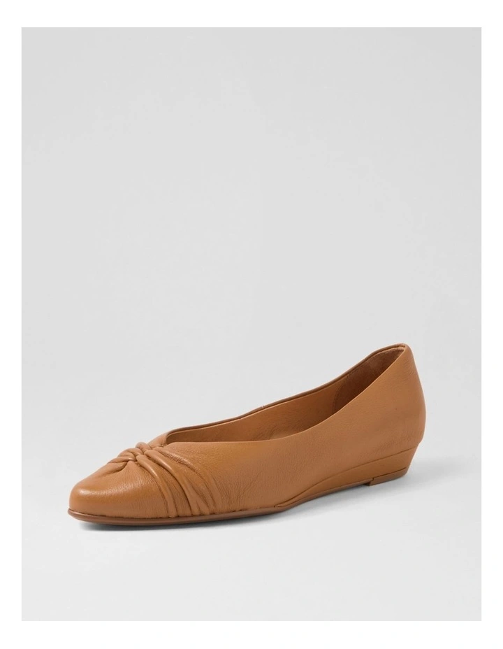 Carlas Dark Tan Leather Flat Shoes image 2