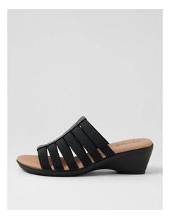 Victorias Black Cork Leather Elastic Sandals