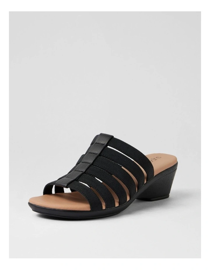 Victorias Black Cork Leather Elastic Sandals image 2