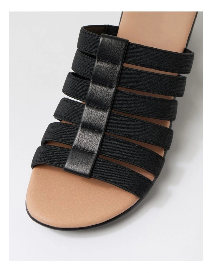 Victorias Black Cork Leather Elastic Sandals image 4