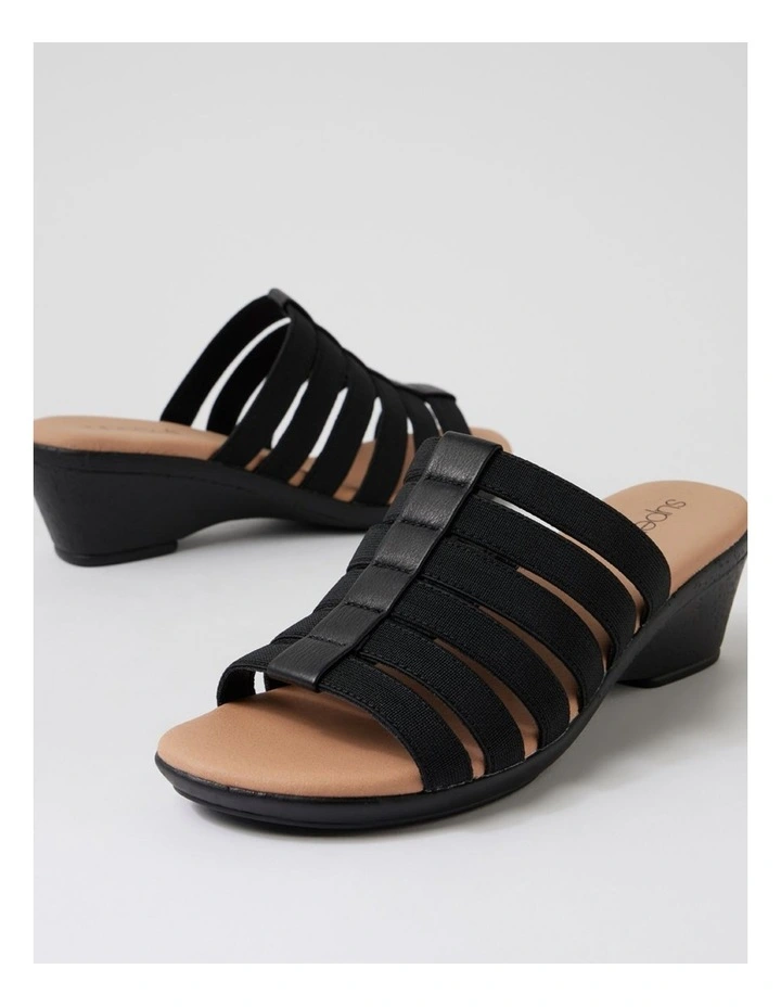 Victorias Black Cork Leather Elastic Sandals image 5
