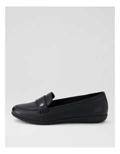 Holies Black Leather Flat Shoes