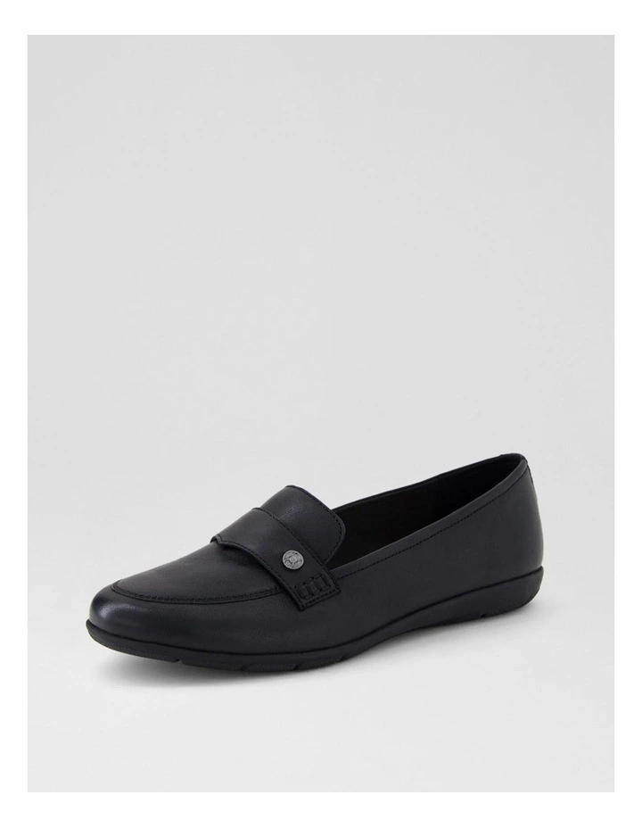 Holies Black Leather Flat Shoes image 2