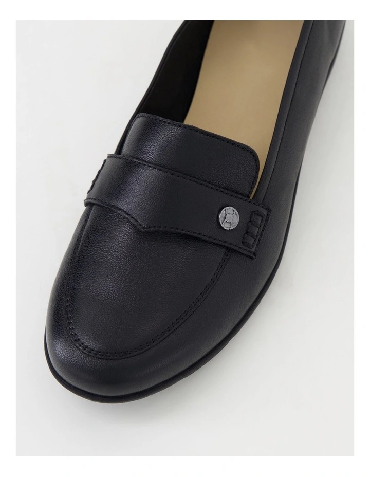 Holies Black Leather Flat Shoes image 4