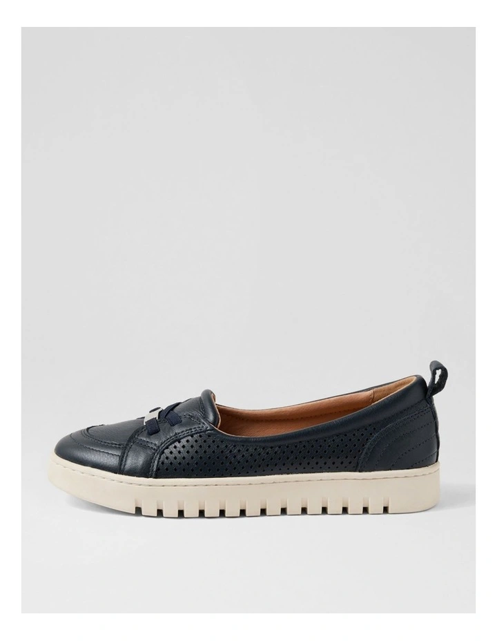 Tarins Navy Leather Flat Shoes image 1